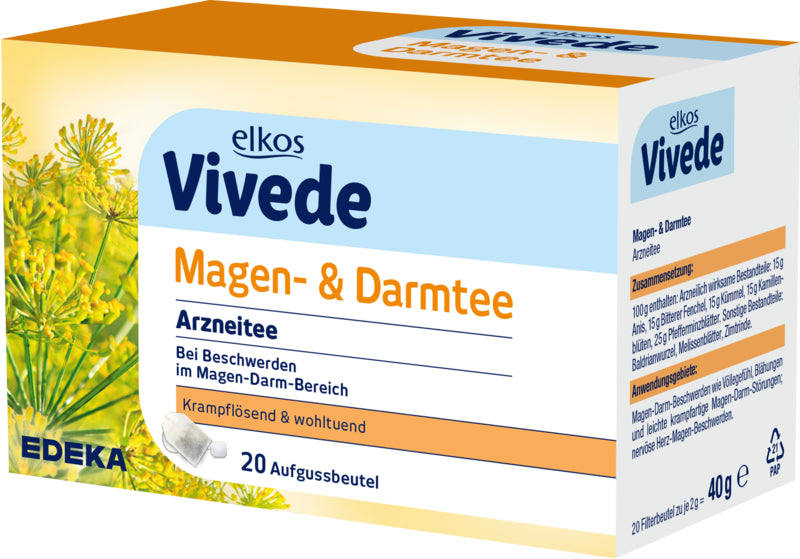 EDEKA elkos VIVEDE Magen- und Darmtee 20ST 40g foodpipe [Lebensmittel-Lieferservice Rostock]