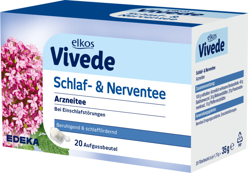 EDEKA elkos VIVEDE Schlaf-und Nerventee 20ST 35g foodpipe [Lebensmittel-Lieferservice Rostock]