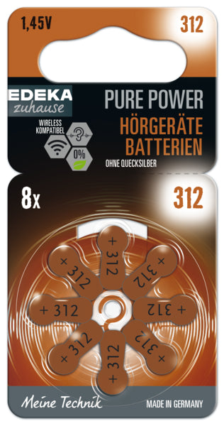 EDEKA zuhause 312 Hörgerätebatterie 8ST foodpipe [Lebensmittel-Lieferservice Rostock]
