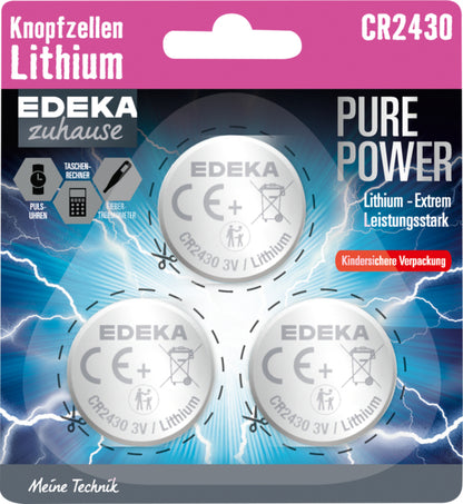 EDEKA zuhause Knopfzelle CR2430 Lithium 3ST foodpipe [Lebensmittel-Lieferservice Rostock]