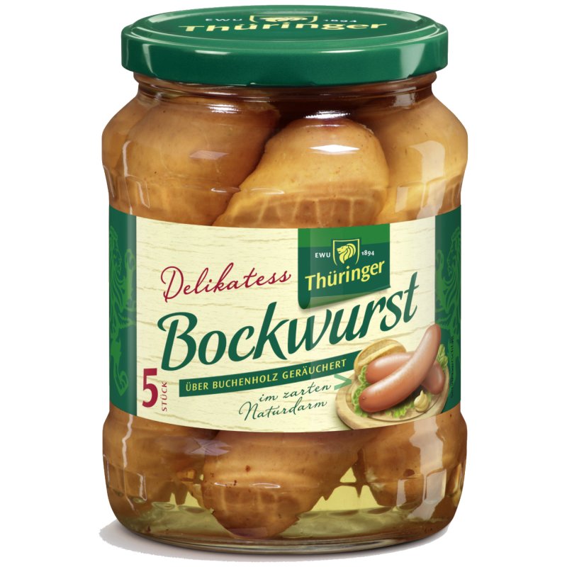 EWU Delikatess Bockwurst 650g foodpipe [Lebensmittel-Lieferservice Rostock]