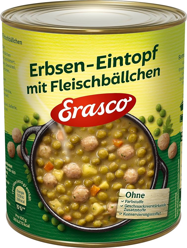 Erasco Erbsen-Eintopf mit Fleischbällchen 800g foodpipe [Lebensmittel-Lieferservice Rostock]