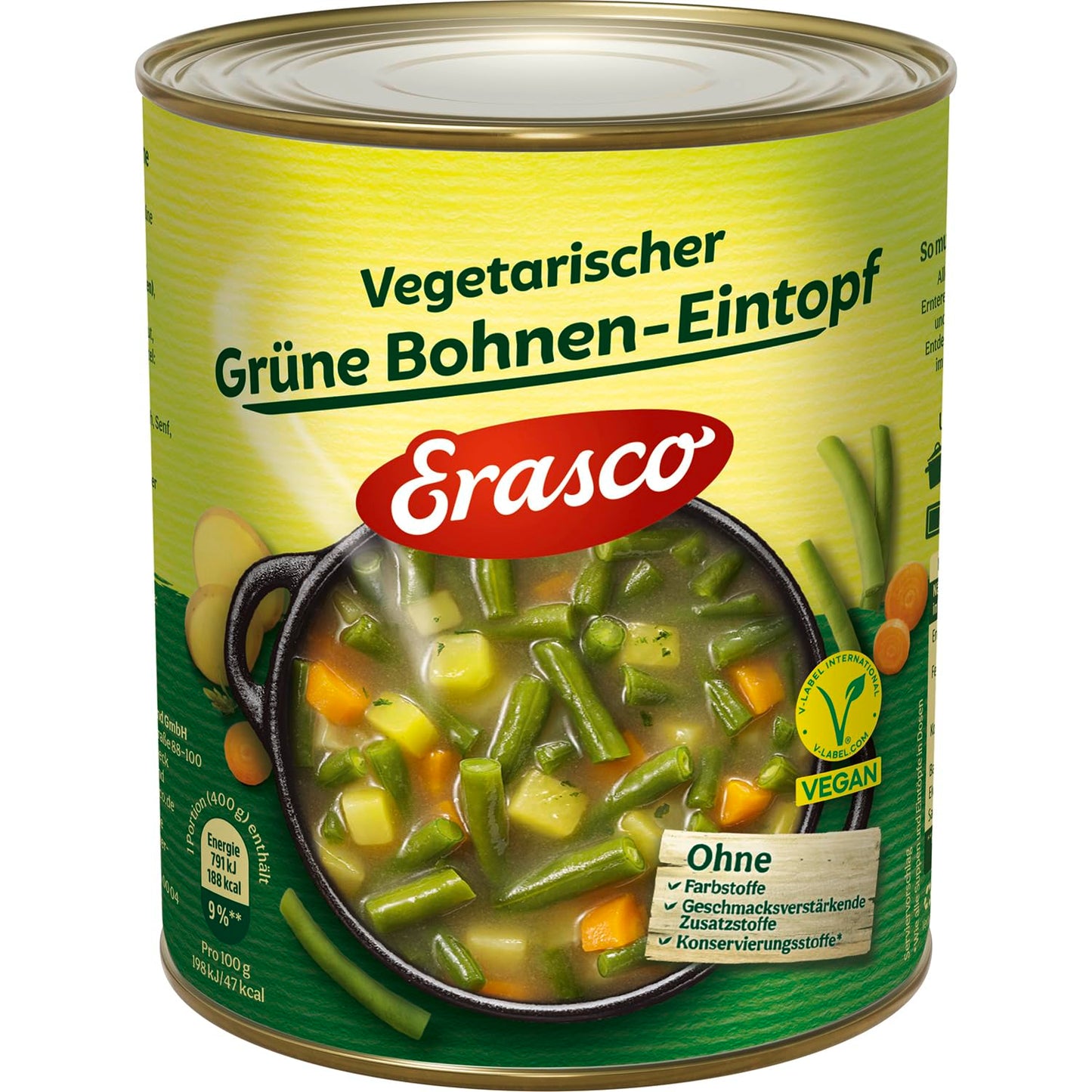 Erasco Grüne Bohnen Eintopf vegetarisch 800g foodpipe [Lebensmittel-Lieferservice Rostock]