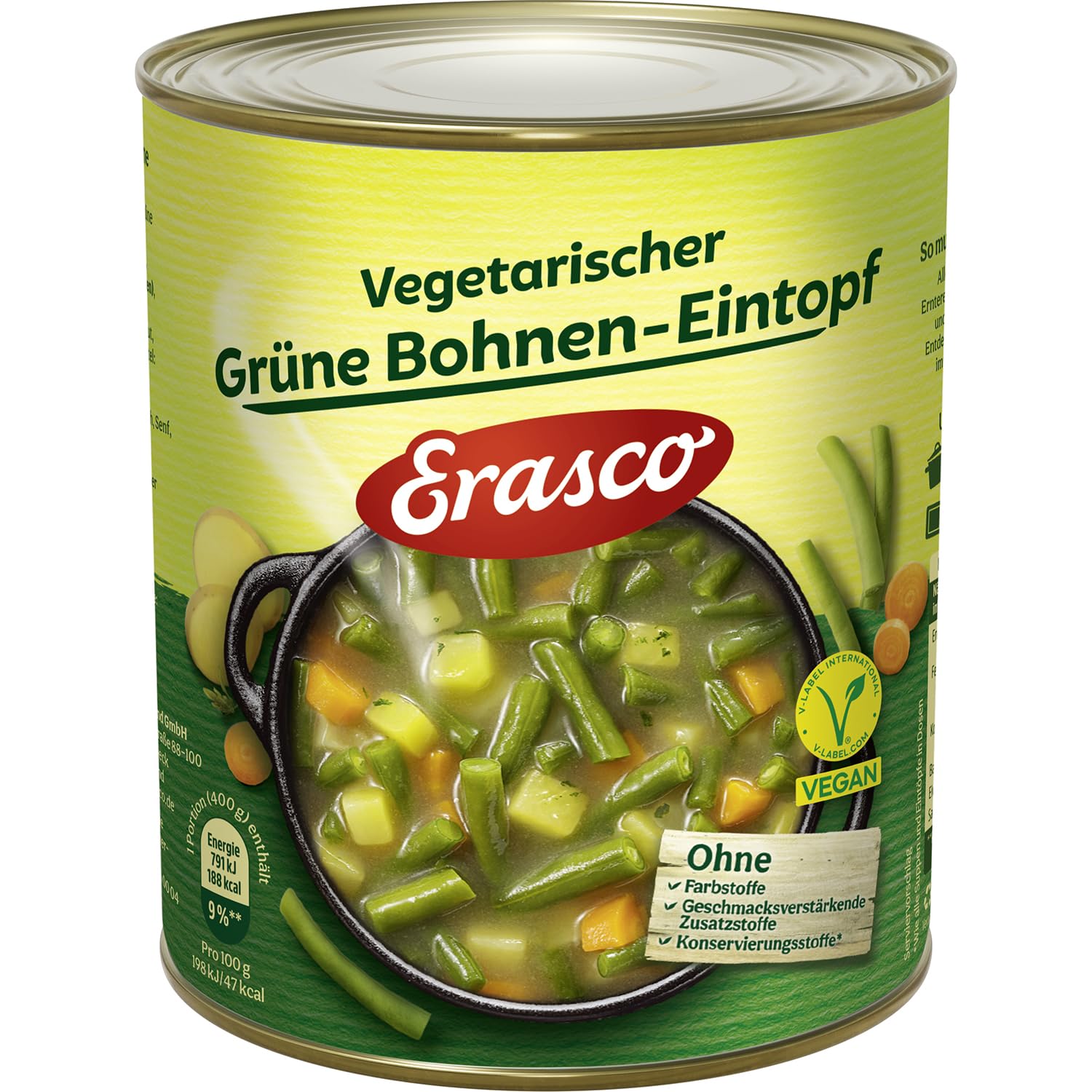 Erasco Grüne Bohnen Eintopf vegetarisch 800g foodpipe [Lebensmittel-Lieferservice Rostock]