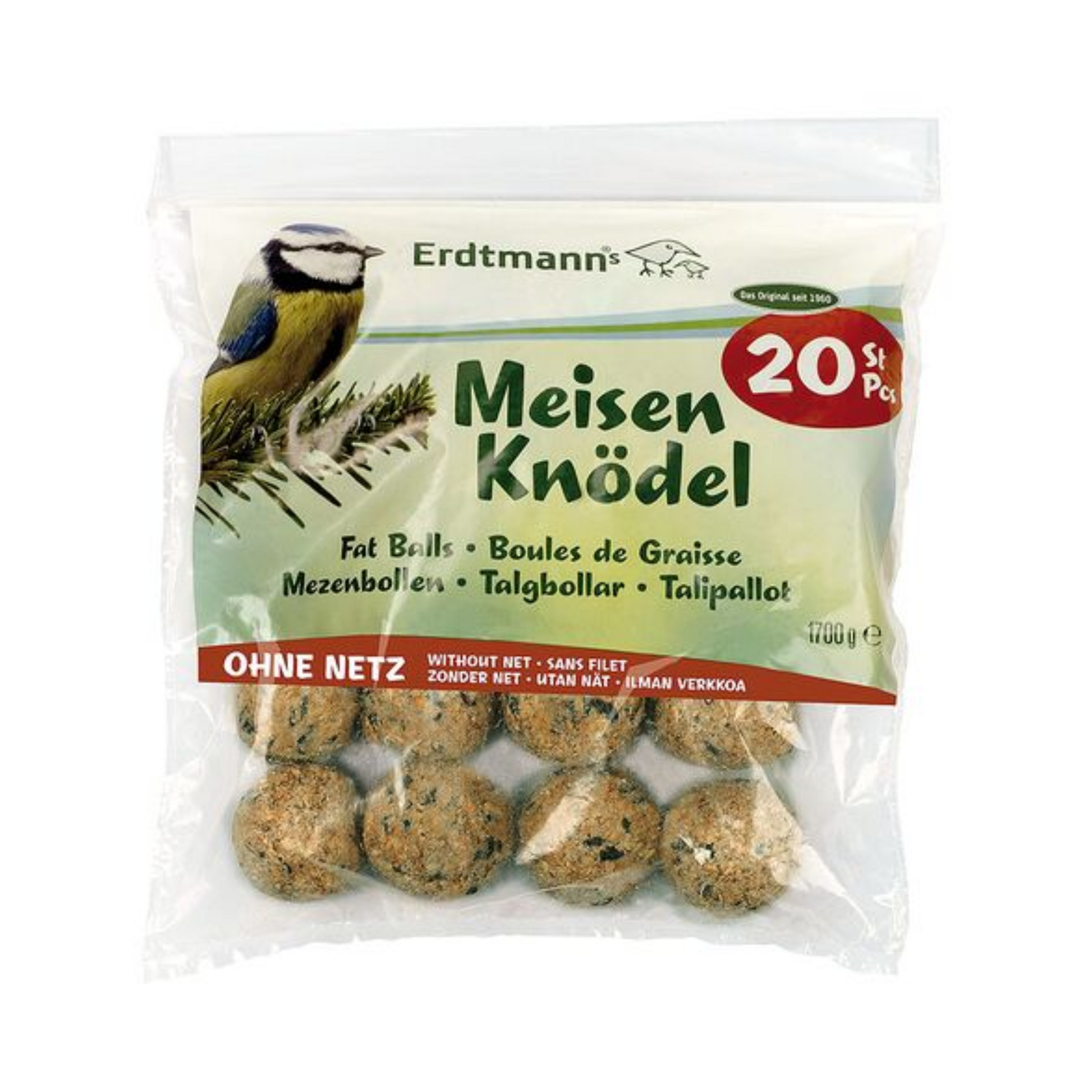 Erdtmanns Sommer Meisenknödel ohne Netz 20ST 1,6kg foodpipe [Lebensmittel-Lieferservice Rostock]