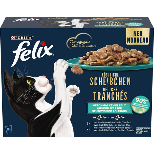 Felix Köstliche Scheibchen Wasser 10x80g foodpipe [Lebensmittel-Lieferservice Rostock]
