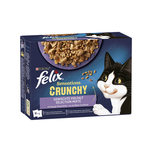 Felix Sensations Crunchy Geschmacksvielfalt mit Gemüse 10x85g+40g foodpipe [Lebensmittel-Lieferservice Rostock]