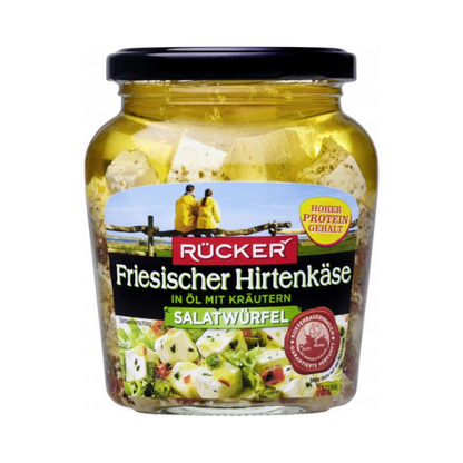 Friesischer Hirtenkäse Salatwürfel mit Kräutern in Öl 45% Fett i.Tr.300g foodpipe [Lebensmittel-Lieferservice Rostock]
