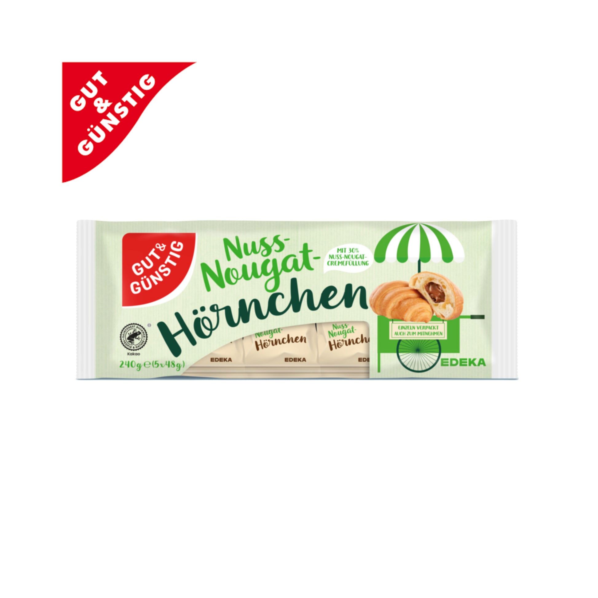 GUT&GÜNSTIG 5 Mini-Hörnchen Nuss-Nougat 240g foodpipe [Lebensmittel-Lieferservice Rostock]