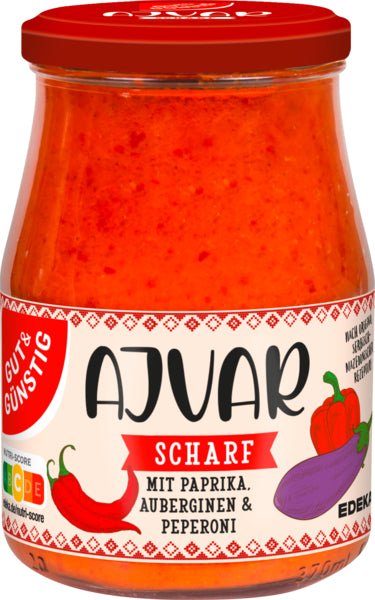 GUT&GÜNSTIG Ajvar scharf 340ml foodpipe [Lebensmittel-Lieferservice Rostock]