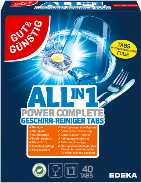 GUT&GÜNSTIG All-in-One Geschirrreiniger Tabs 40x21g foodpipe Rostock [Lebensmittel-Lieferservice Rostock]