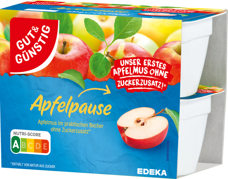 GUT&GÜNSTIG Apfelpause ohne Zuckerzusatz 4x100g foodpipe [Lebensmittel-Lieferservice Rostock]