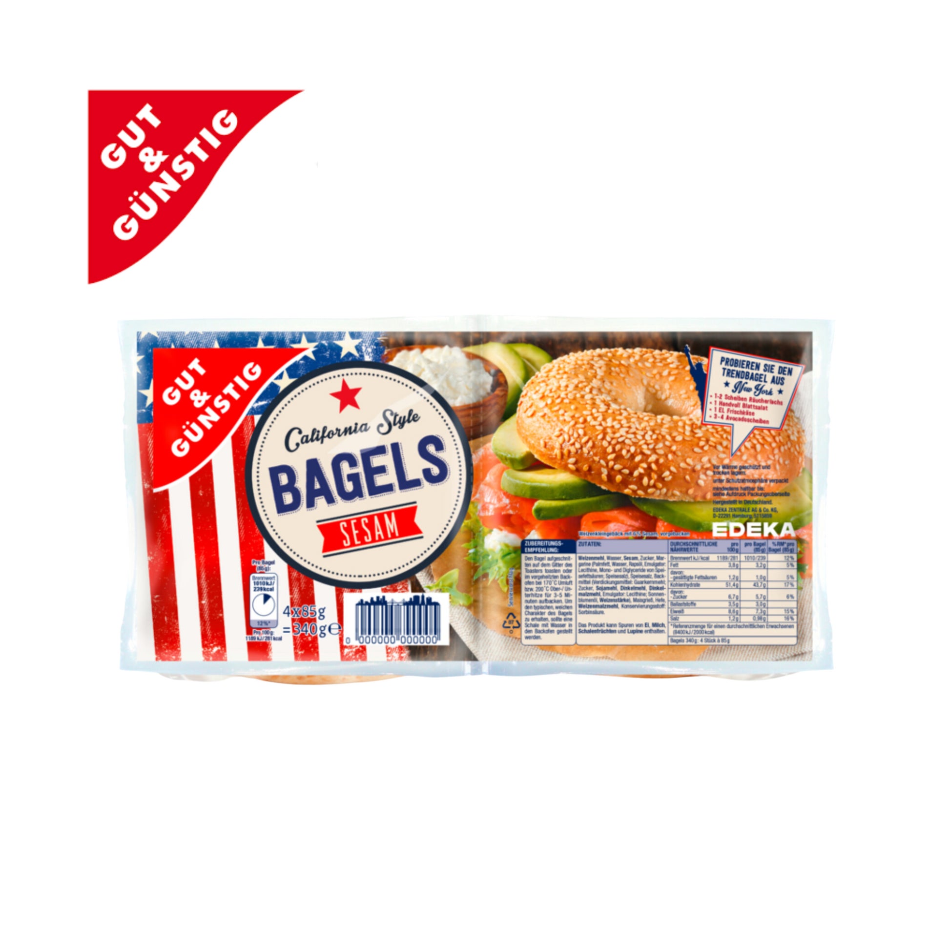 GUT&GÜNSTIG Bagels Sesam 340g foodpipe [Lebensmittel-Lieferservice Rostock]