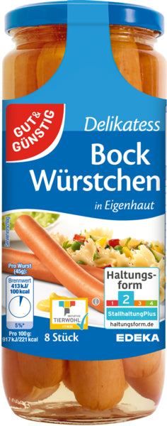 GUT&GÜNSTIG Bockwürstchen 8ST 530g ITW foodpipe [Lebensmittel-Lieferservice Rostock]