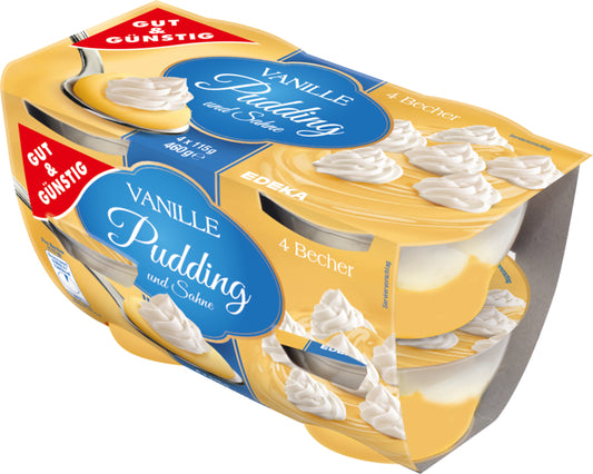 GUT&GÜNSTIG Bourbon Vanillepudding mit Sahne 4x115g foodpipe [Lebensmittel-Lieferservice Rostock]