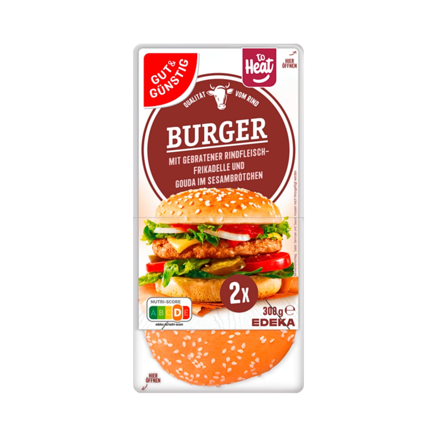 GUT&GÜNSTIG Burger vom Rind mit Gouda im Sesambrötchen 300g foodpipe [Lebensmittel-Lieferservice Rostock]