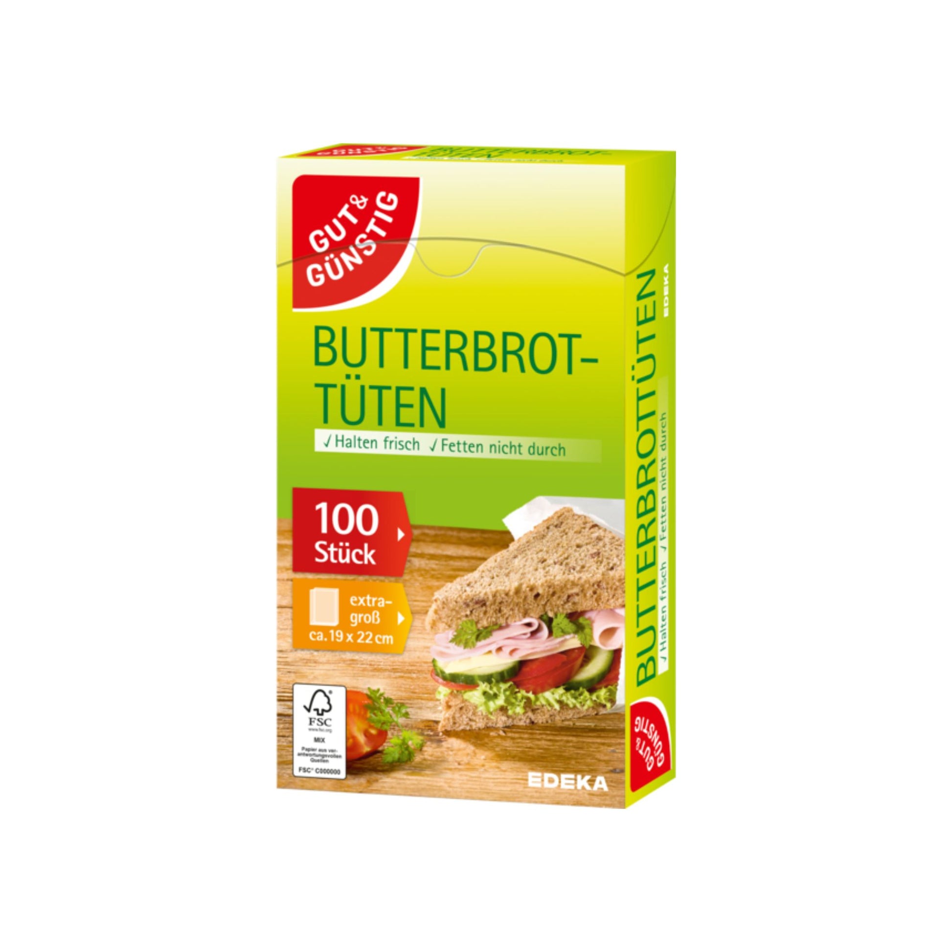 GUT&GÜNSTIG Butterbrottüten 100ST foodpipe [Lebensmittel-Lieferservice Rostock]