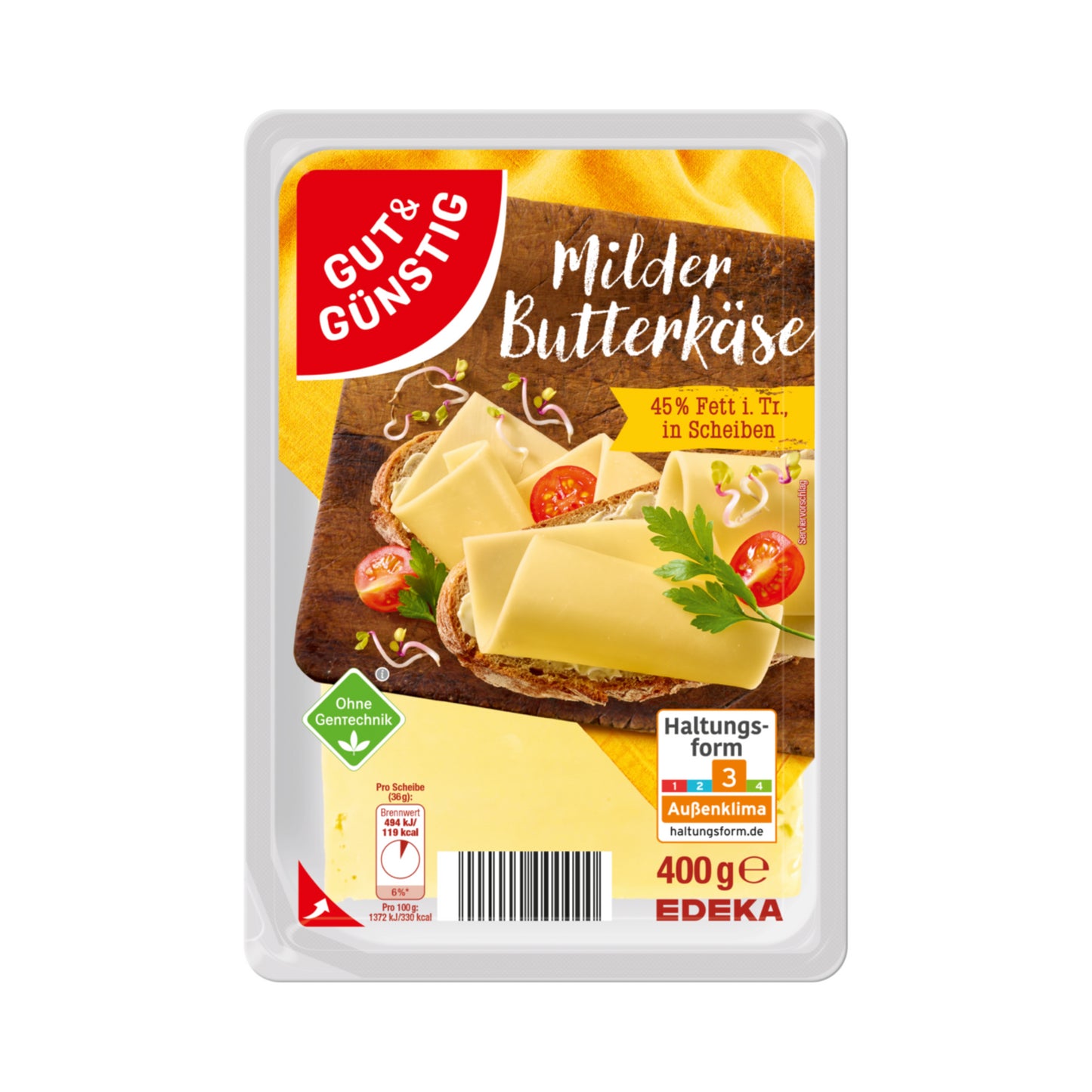 GUT&GÜNSTIG Butterkäse 45% 400g VLOG foodpipe [Lebensmittel-Lieferservice Rostock]