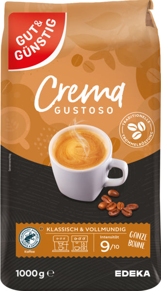 GUT&GÜNSTIG Caffe Crema Gustoso 1000g foodpipe [Lebensmittel-Lieferservice Rostock]