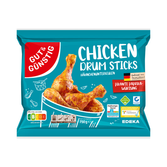 GUT&GÜNSTIG Chicken Drumsticks Paprika gegart 750g VLOG QS ITW foodpipe [Lebensmittel-Lieferservice Rostock]