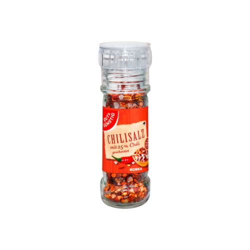 GUT&GÜNSTIG Chilisalz mit 25% Chiliflocken mit verstellbarer Einweg Mühle 50g foodpipe [Lebensmittel-Lieferservice Rostock]