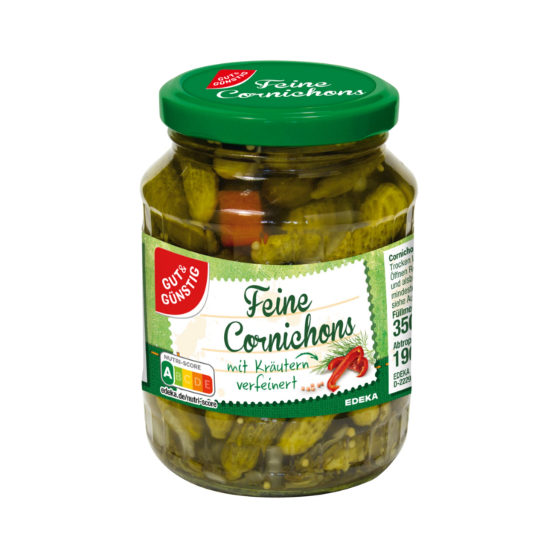 GUT&GÜNSTIG Cornichons mit Kräutern 350g foodpipe [Lebensmittel-Lieferservice Rostock]