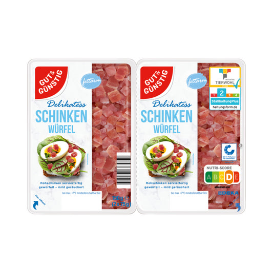 GUT&GÜNSTIG Delikatess Schinkenwürfel 2x75g QS ITW foodpipe [Lebensmittel-Lieferservice Rostock]