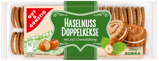 GUT&GÜNSTIG Doppelkeks Haselnuss 250g foodpipe [Lebensmittel-Lieferservice Rostock]