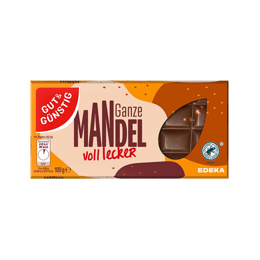 GUT&GÜNSTIG Edel Vollmilch ganze Mandel 100g foodpipe [Lebensmittel-Lieferservice Rostock]