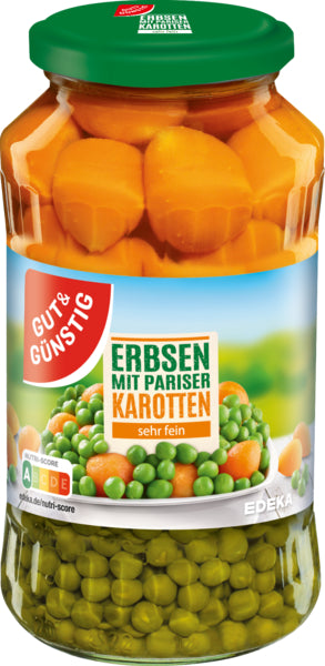 GUT&GÜNSTIG Erbsen mit Pariser Karotten sehr fein 660g foodpipe [Lebensmittel-Lieferservice Rostock]