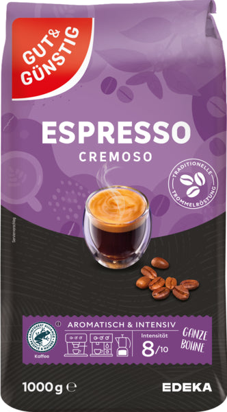 GUT&GÜNSTIG Espresso Cremoso 1000g foodpipe [Lebensmittel-Lieferservice Rostock]