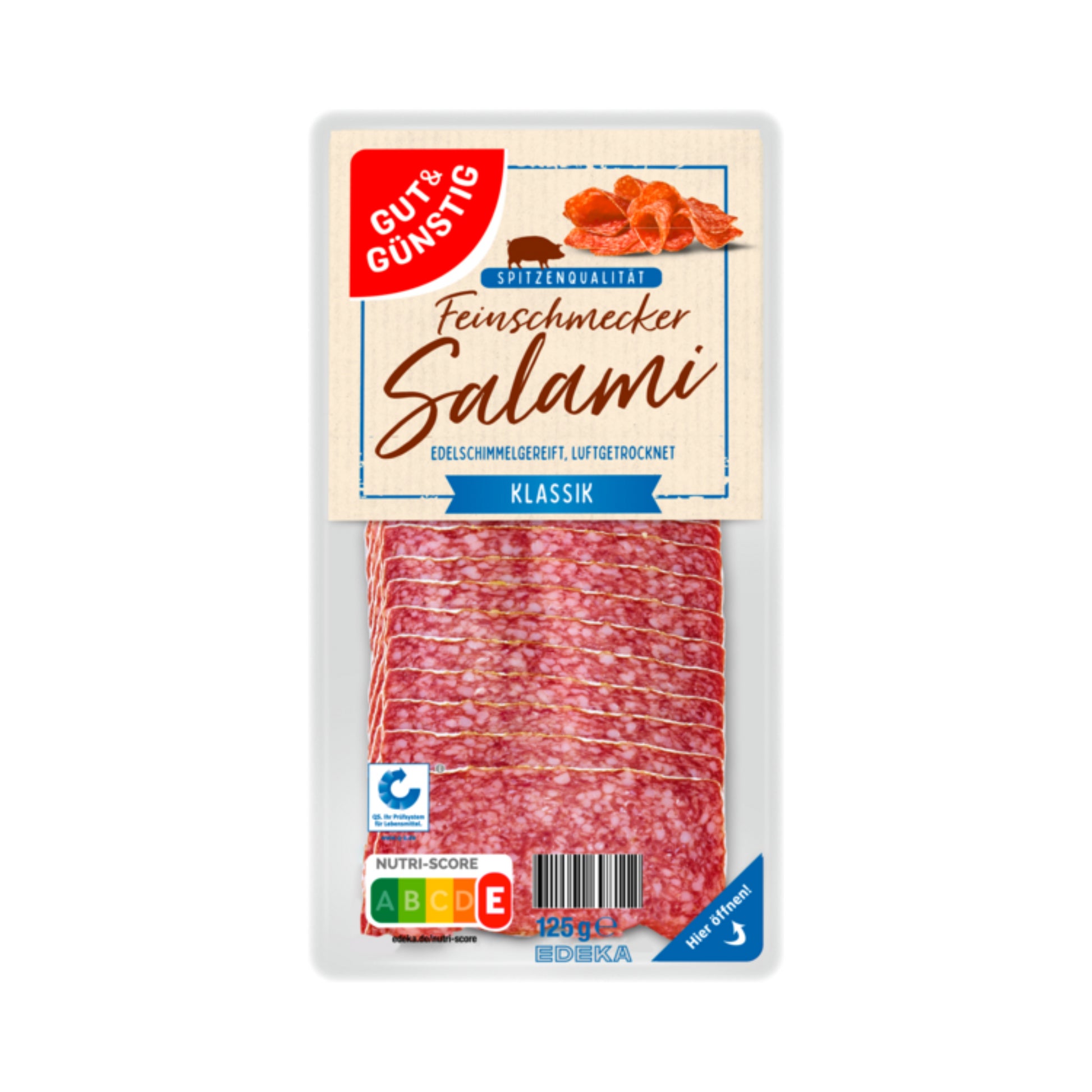 GUT&GÜNSTIG Feinschmeckersalami Klassik 125g QS foodpipe [Lebensmittel-Lieferservice Rostock]