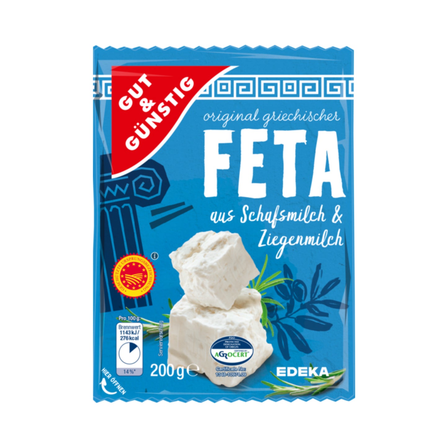 GUT&GÜNSTIG Feta 48% Fettstufe 200g foodpipe [Lebensmittel-Lieferservice Rostock]