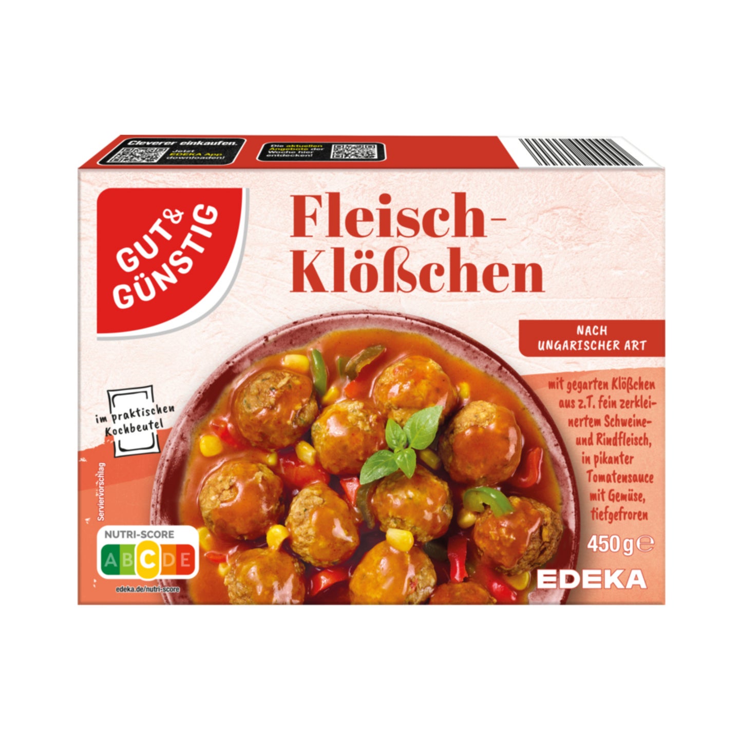 GUT&GÜNSTIG Fleischklösschen nach ungarischer Art in pikanter Tomaten-Paprika-Sauce 450g foodpipe [Lebensmittel-Lieferservice Rostock]