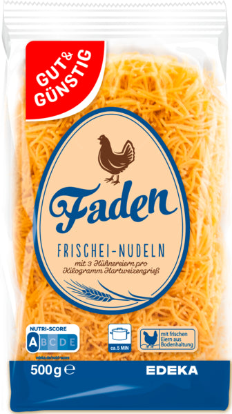 GUT&GÜNSTIG Frischei-Nudeln Faden 500g foodpipe [Lebensmittel-Lieferservice Rostock]