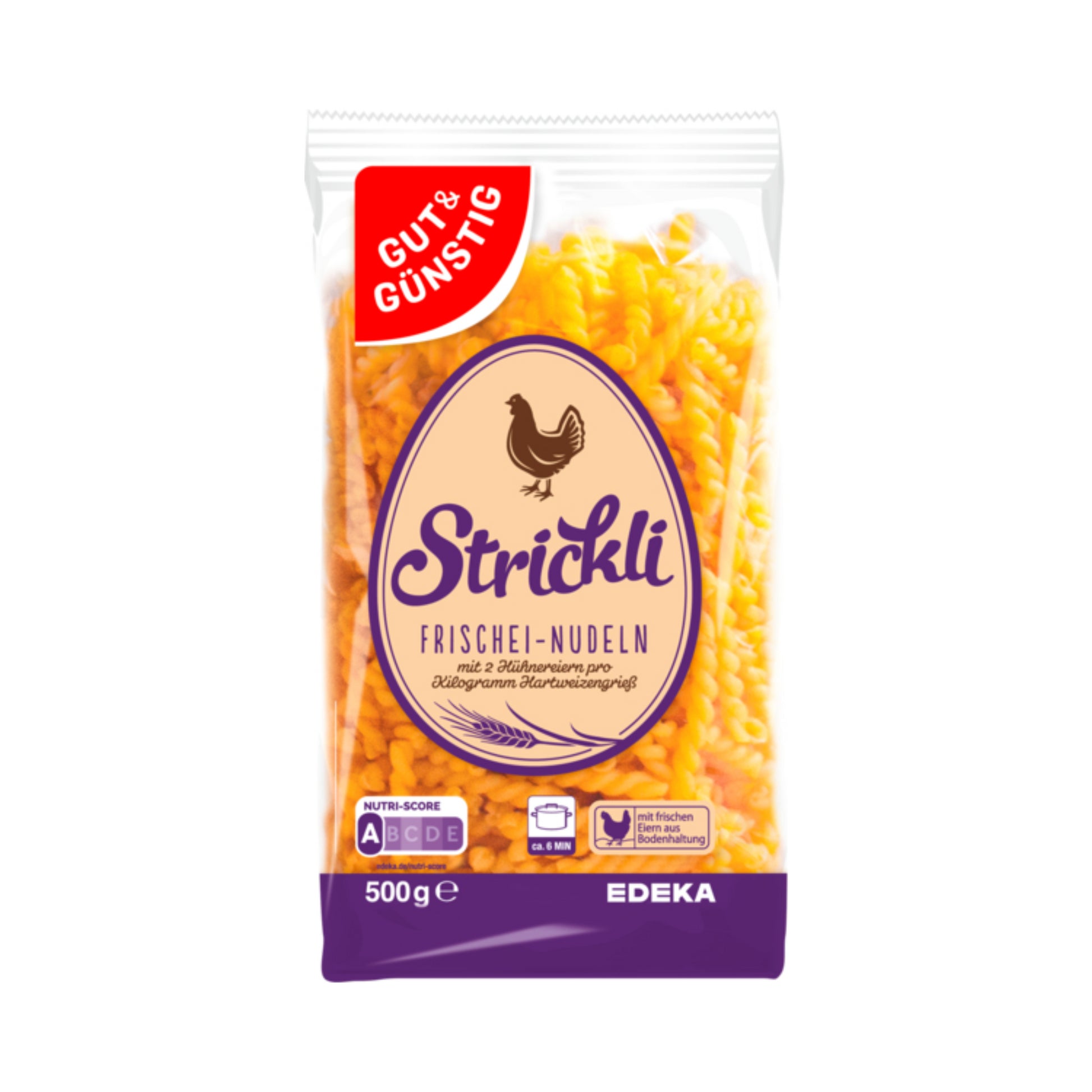GUT&GÜNSTIG Frischei-Nudeln Strickli 500g foodpipe [Lebensmittel-Lieferservice Rostock]