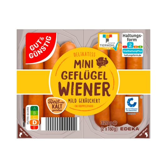 GUT&GÜNSTIG Geflügel Mini Wiener 2x160g QS ITW foodpipe [Lebensmittel-Lieferservice Rostock]