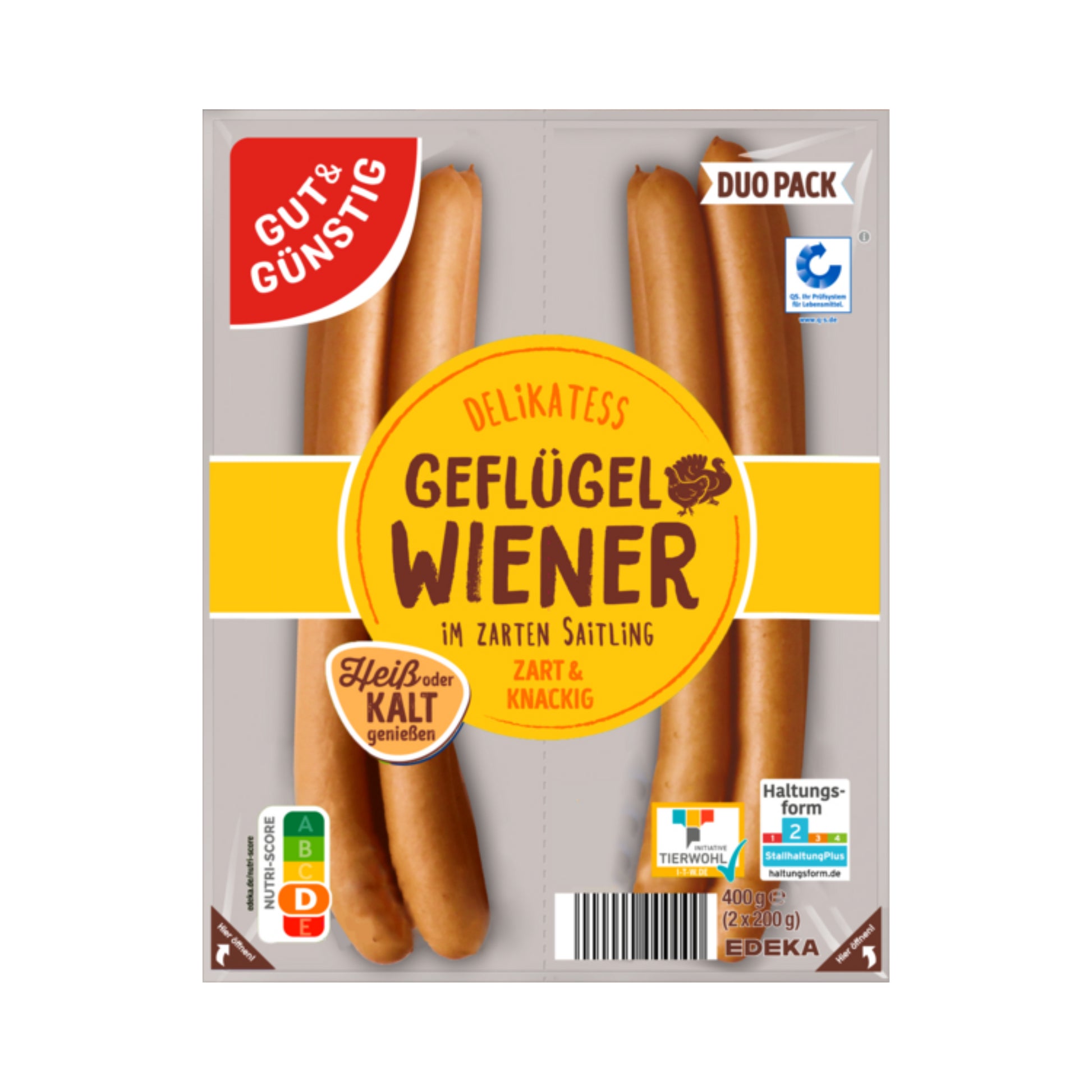 GUT&GÜNSTIG Geflügel Wiener Würstchen 2x200g QS ITW foodpipe [Lebensmittel-Lieferservice Rostock]