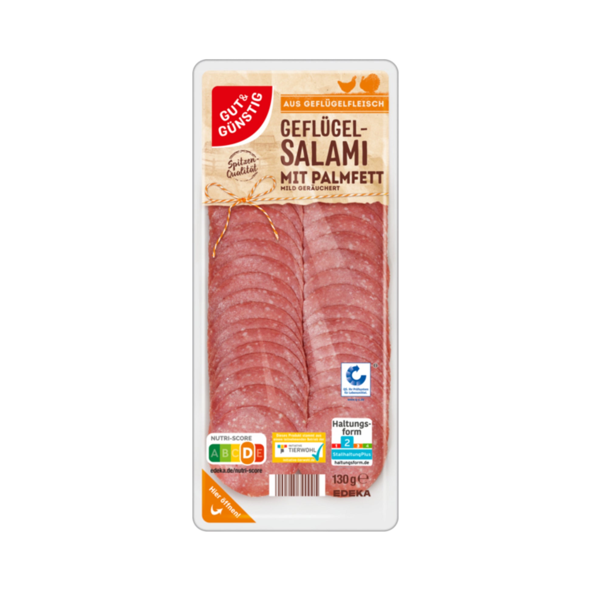 GUT&GÜNSTIG Geflügelsalami 130g QS ITW foodpipe [Lebensmittel-Lieferservice Rostock]