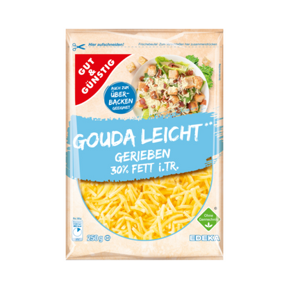 GUT&GÜNSTIG Gouda leicht gerieben 30% 250g VLOG foodpipe [Lebensmittel-Lieferservice Rostock]