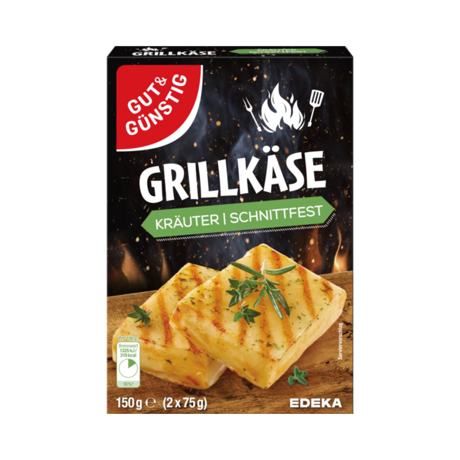 GUT&GÜNSTIG Grill-und Pfannenkäse Kräuter schnittfest 45% 2x75g foodpipe [Lebensmittel-Lieferservice Rostock]