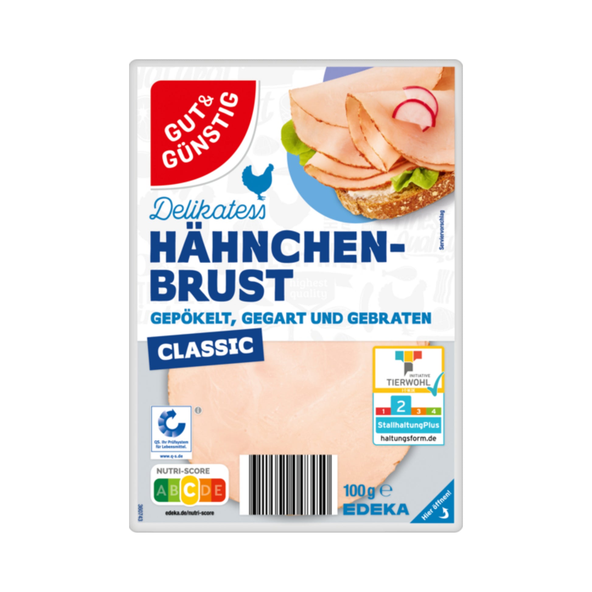 GUT&GÜNSTIG Hähnchenbrust gebraten 100g QS ITW foodpipe [Lebensmittel-Lieferservice Rostock]