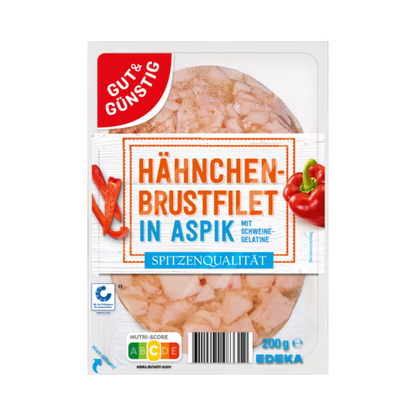 GUT&GÜNSTIG Hähnchenbrustfilet mit Paprika in Aspik 200g QS foodpipe [Lebensmittel-Lieferservice Rostock]