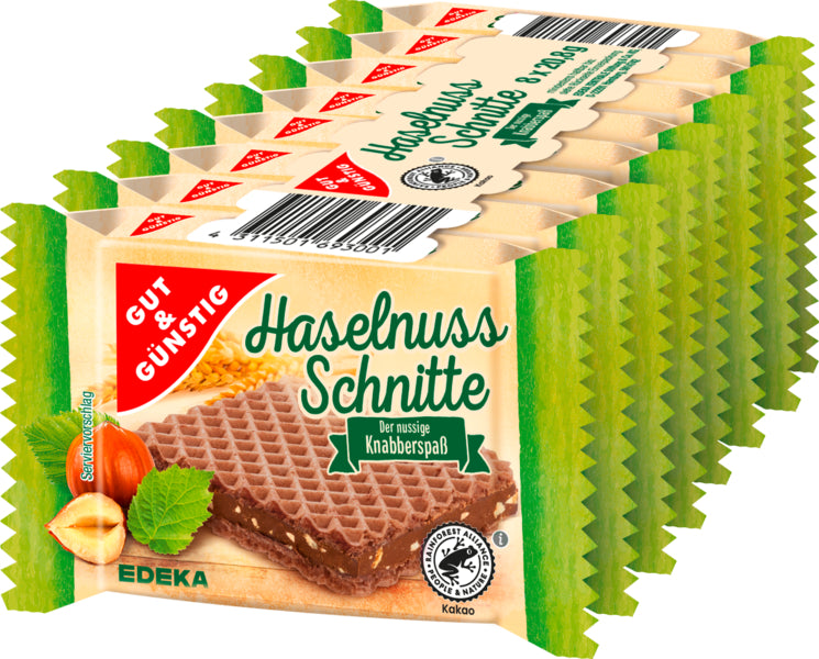 GUT&GÜNSTIG Haselnuss-Schnitte 8x20,8g foodpipe [Lebensmittel-Lieferservice Rostock]