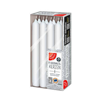 GUT&GÜNSTIG Haushaltkerzen weiß 8ST foodpipe [Lebensmittel-Lieferservice Rostock]