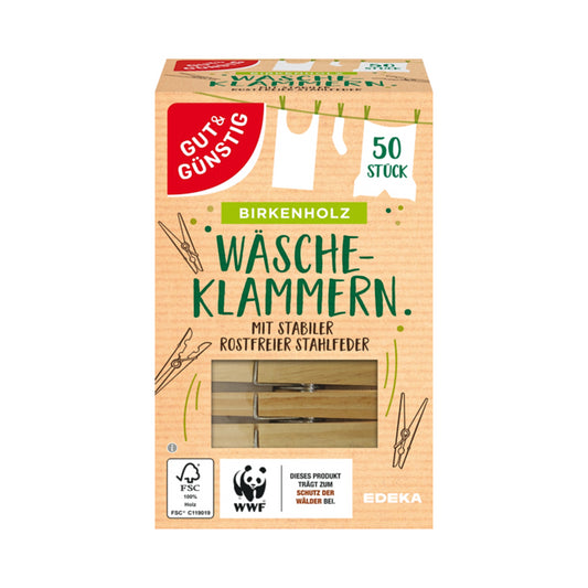 GUT&GÜNSTIG Holz-Wäscheklammern 50ST foodpipe [Lebensmittel-Lieferservice Rostock]