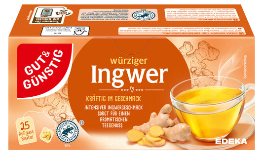 GUT&GÜNSTIG Ingwer Pur Tee 25ST 50g foodpipe [Lebensmittel-Lieferservice Rostock]