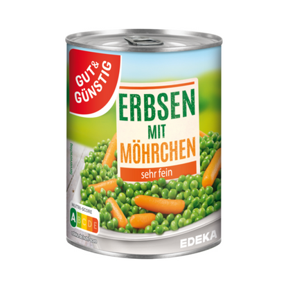 GUT&GÜNSTIG Junge Erbsen und Möhrchen sehr fein 400g foodpipe [Lebensmittel-Lieferservice Rostock]