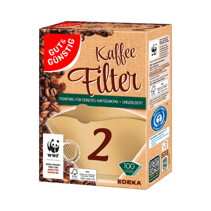 GUT&GÜNSTIG Kaffeefilter naturbraun Größe 2 100ST foodpipe [Lebensmittel-Lieferservice Rostock]
