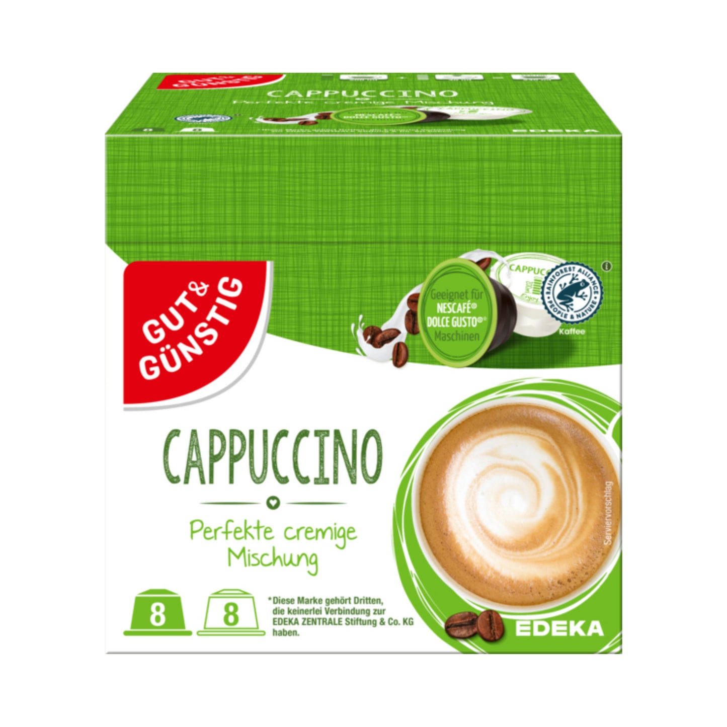 GUT&GÜNSTIG Kaffeekapseln Cappuccino 16ST 186,4g foodpipe [Lebensmittel-Lieferservice Rostock]